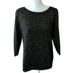 Liz Claiborne Career Women's Black & Silver Long Sleeve Stretch Sweater Size S.
